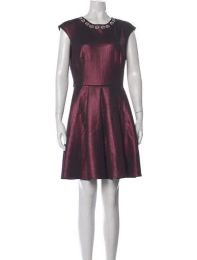 Pre-owned Ted Baker Crew Neck Mini Dress In Purple