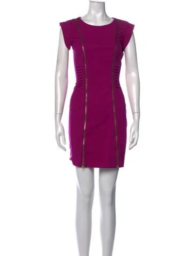 Pre-owned Ted Baker Crew Neck Mini Dress In Purple