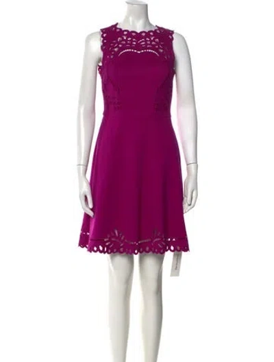 Pre-owned Ted Baker Crew Neck Mini Dress In Purple