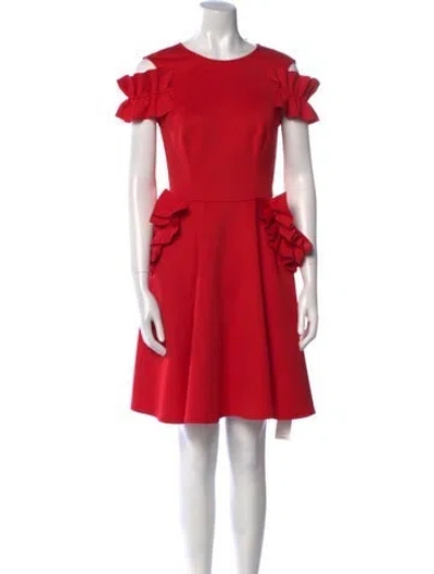 Pre-owned Ted Baker Crew Neck Mini Dress In Red