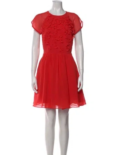 Pre-owned Ted Baker Crew Neck Mini Dress In Red