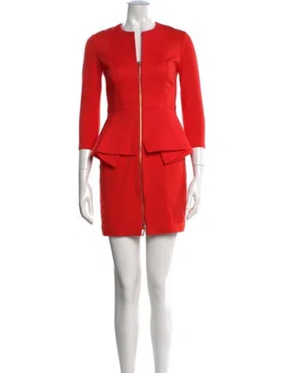 Pre-owned Ted Baker Crew Neck Mini Dress In Red