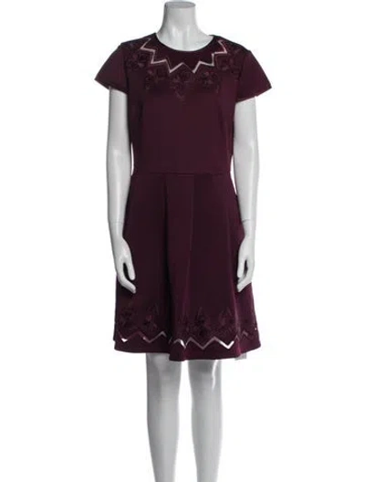 Pre-owned Ted Baker Crew Neck Mini Dress W/ Tags In Burgundy