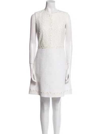 Pre-owned Ted Baker Crew Neck Mini Dress In White