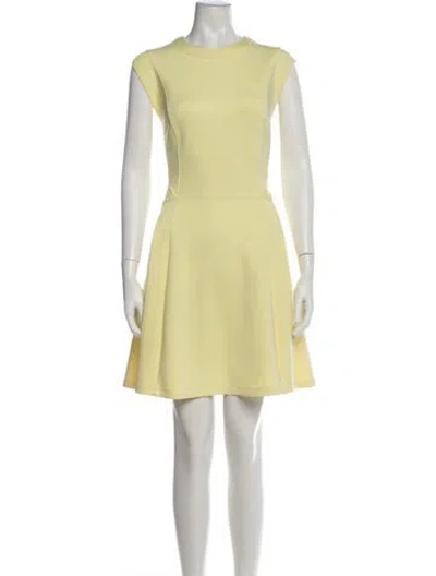 Pre-owned Ted Baker Crew Neck Mini Dress In Yellow