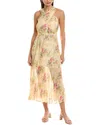 Ted Baker 270508 Floral Print Pleated Midi Cocktail Dress In Brown