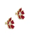 Ted Baker Crystal Flower Statement Stud Earrings In Red