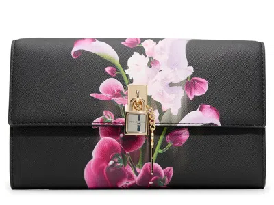 Ted Baker Cyra Clutch In Black/pink Floral Print