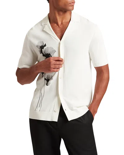 Ted Baker Daffid Short Sleeve Knitted Floral Shirt In Animal Print