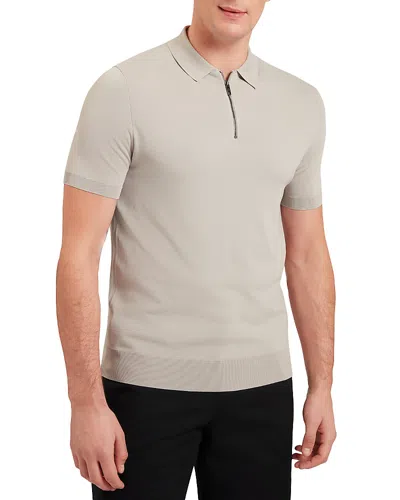 Ted Baker Daldin Zip Polo In Mid Grey