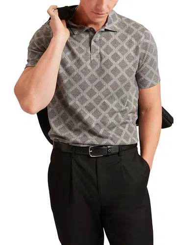 Ted Baker Dalimi Short Sleeve Diamond Jacquard Polo In Gray