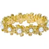 Ted Baker Darell Daisy Faux Pearl Bangle Bracelet In Gold
