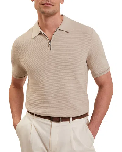 Ted Baker Deckers Ottoman Quarter Zip Polo In Neutral