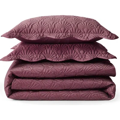 Ted Baker Deco Shells Quilt & Shams Set In Burgundy