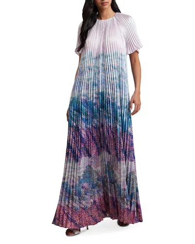 Ted Baker Deeliaa Pleated Short Sleeve Maxi Dress In Mid Pink