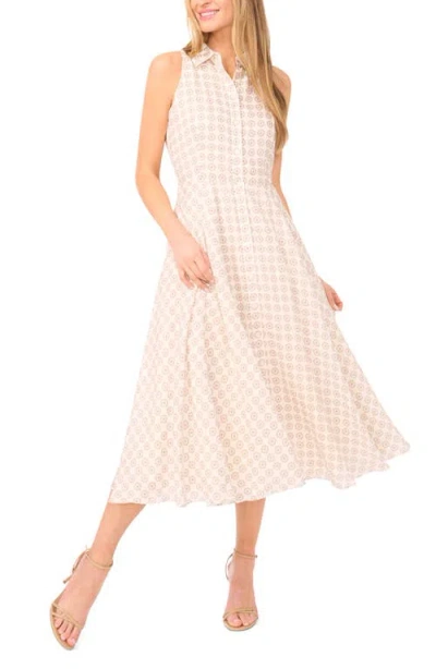Ted Baker Demeter Medallion Print Sleeveless Linen Midi Shirtdress In White