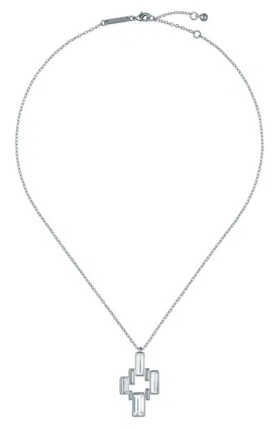 Ted Baker Demina Deco Crystal Pendant Necklace In Metallic