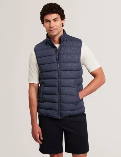 Ted Baker Diago Lightweight Quilted Jacquard Gilet In Navy