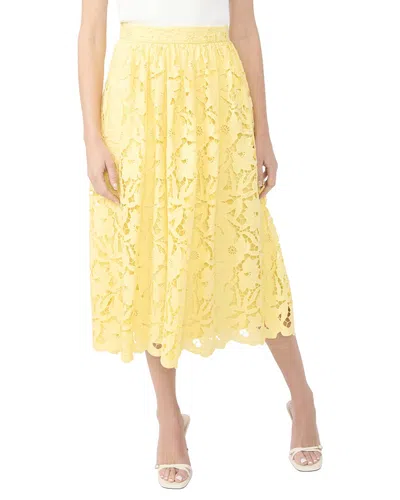 Ted Baker Diana Floral Lace Cotton Skirt In Yellow