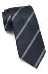 Ted Baker Dinaus Textured Stripe Silk Tie In Navy