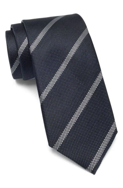 Ted Baker Dinaus Textured Stripe Silk Tie In Black