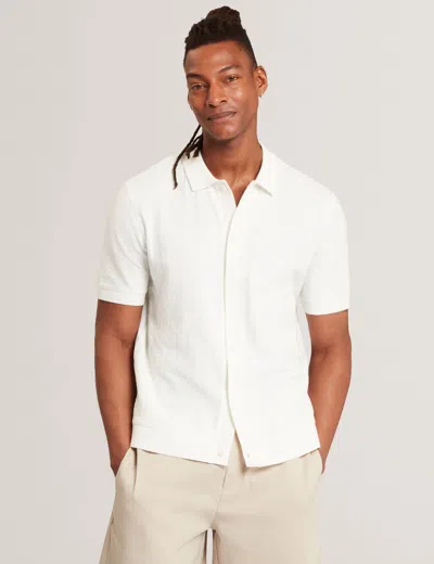 Ted Baker Doltten Diamond Texture Knit Short Sleeve Shirt In White