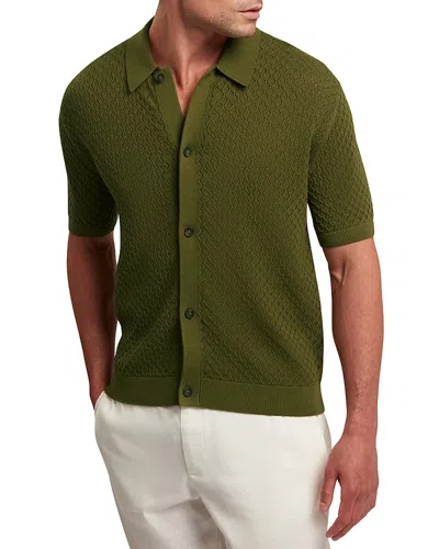 Ted Baker Domati Relaxed Fit Diamond Crochet Polo Shirt In Transparent