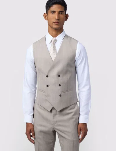Ted Baker Donnew Taupe Check Performance Slim Suit Waistcoat