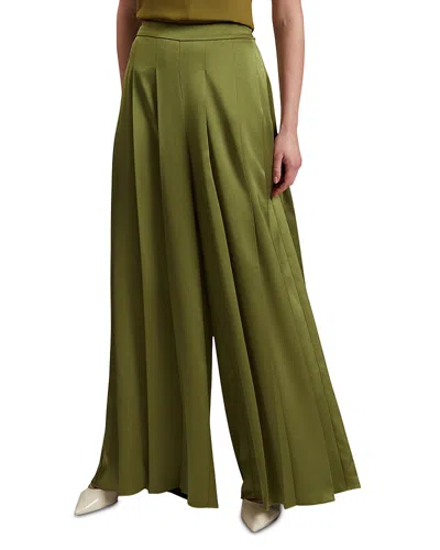 Ted Baker Duuva Box Pleat Wide Leg Pants In Mid Green