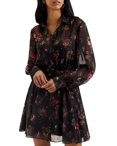 Ted Baker Ebene Printed Button Down Dress In Black