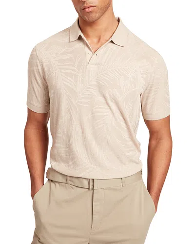 Ted Baker Edwine Jacquard Leaf Print Polo Shirt In Neutral