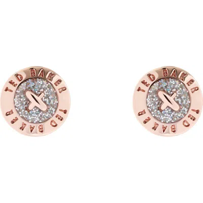 Ted Baker Eisley Enamel Mini Button Stud Earrings In Metallic