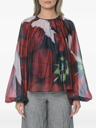 Ted Baker Elaia Floral-print Puff-sleeve Blouse In Multi
