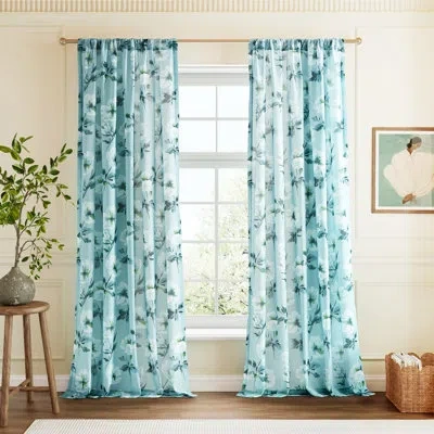 Ted Baker Electra Blossom Multi 50 Curtain Panel Pair (set Of 2) In Blue