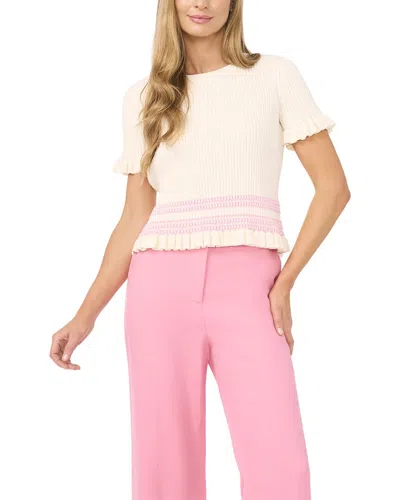 Ted Baker Elisa Rib Ruffle Trim Sweater In Pink