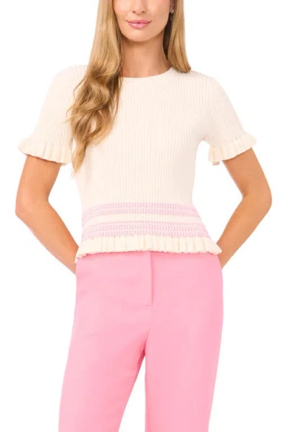 Ted Baker Elisa Rib Ruffle Trim Sweater In Pink