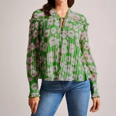 Ted Baker Womens Green Floral-print Pleated Woven Top