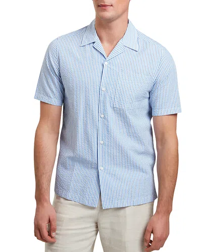 Ted Baker Ellyson Short Sleeve Seersucker Relaxed Fit Button Down Shirt In Blue