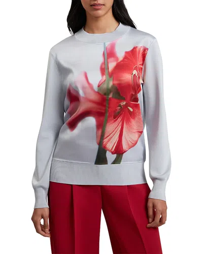 Ted Baker Eloa Floral Sweater In Pale Blue