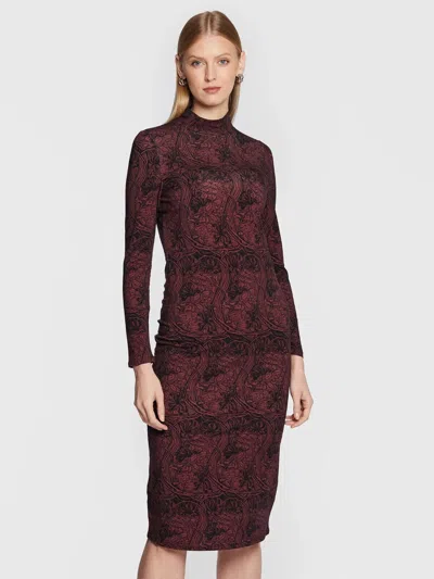 Ted Baker Elonar Dress Women 2 Black High Neck Long Sleeve Bodycon Preppy Erk631 In Brown