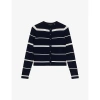 TED BAKER TED BAKER WOMENS NAVY ELORIAA SLIM-FIT STRIPED STRETCH-KNIT CARDIGAN
