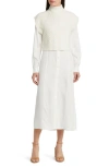 Ted Baker Elsiiey Layered Look Long Sleeve Shirtdress In Ivory
