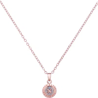 Ted Baker Elvina Enamel Mini Button Pendant Necklace In Rose Gold Tone / Silver