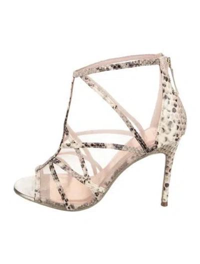 Pre-owned Ted Baker Embossed Leather Animal Print T-strap Pumps In Neutral