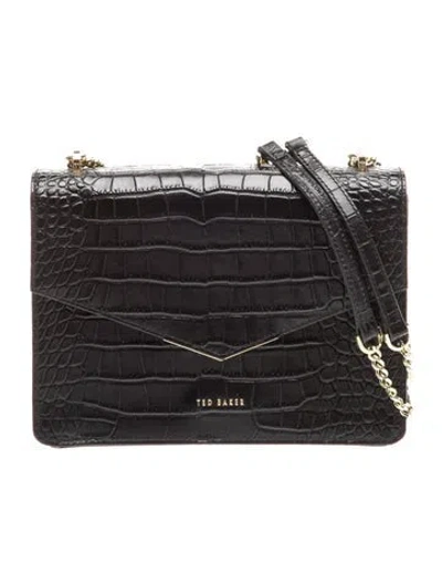 Pre-owned Ted Baker Embossed Leather Shoulder Bag In Black