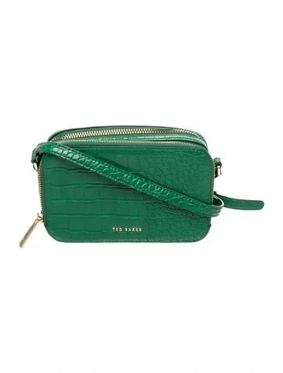 Pre-owned Ted Baker Embossed Leather Shoulder Bag In Green