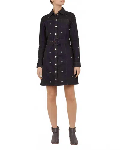 Ted Baker Embroidered Denim Dress In Mid-wash In Black