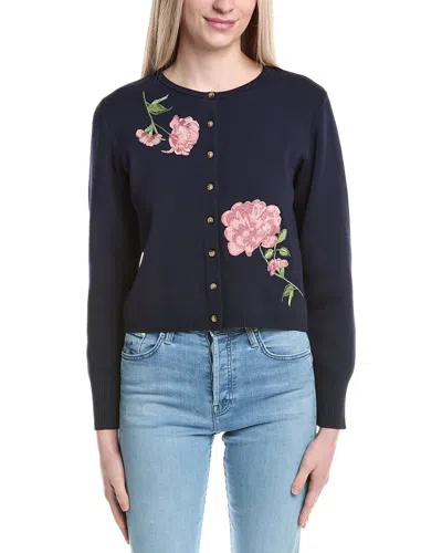 Ted Baker Embroidered Floral Cardigan In Blue
