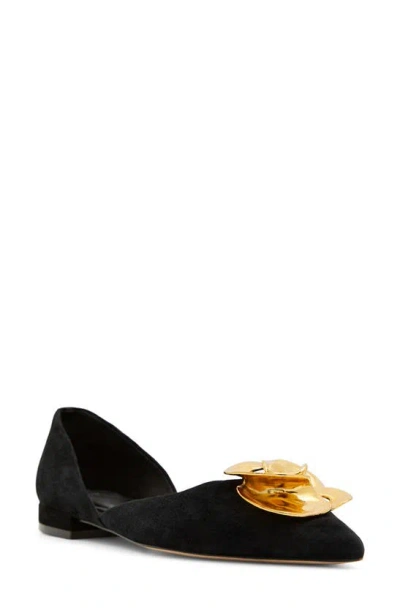 Ted Baker London Emma Rose Half D'orsay Pointed Toe Leather Flat In Black