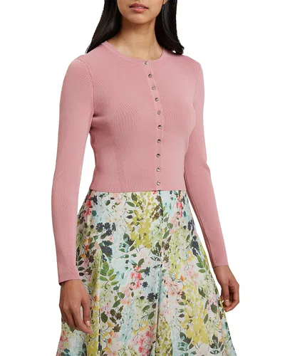 Ted Baker Emoriyy Cropped Knit Cardigan In Mid Pink